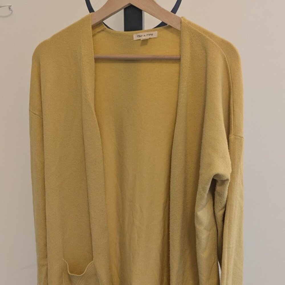 Yellow Knee Length Cardigan
